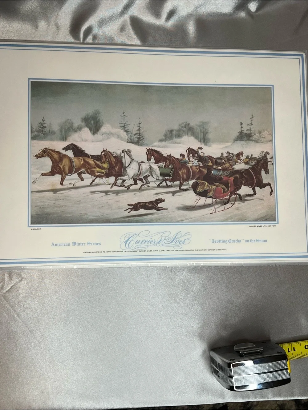 Vintage Winter Sleigh Print with Horses